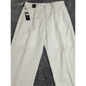 Trust Mens White Linen Rayon Blend Pleated Dress Pants W38 L34 LN09P NEW